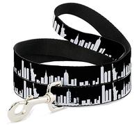 Correa para perro con hebilla, diseño de Nueva York, color negro y blanco, disponible en diferentes longitudes y anchuras para perros y gatos pequeños, medianos y grandes