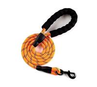 Correa para perro con mango acolchado antideslizante, gancho giratorio de 360°, aleación de zinc resistente, negro y verde neón (naranja, 5 m)