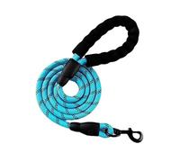 Correa para perro con mango acolchado antideslizante, gancho giratorio de 360°, aleación de zinc resistente, negro y verde neón (azul claro, 1,5 m)