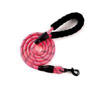 Correa para perro con mango acolchado antideslizante, gancho giratorio de 360°, aleación de zinc resistente, negro y verde neón (rojo, 1,5 m)