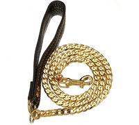 Correa para perro de 4 pies de cobre oro de 18 quilates de acero inoxidable a prueba de masticación arnés duradero (4 pies, dorado)