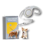Correa para perro de 5 m retacable y sólida, cordón para perro, enrollador, correa para perro, 5 m, correa anti tracción de perro, cordón para perro y gato grande, correa para perro y gato (blanco)