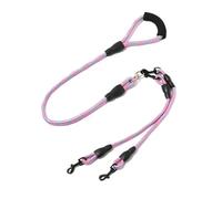 Correa para perro de doble extremo, patrón ondulado, una correa antienrollamiento, desmontable (rosa, 1,0-0,6 cm)