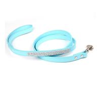 Correa para perro de piel sintética de 1,5 cm x 120 cm, deslumbrante correa de perro azul cielo brillante con correa de piel para gatos y cachorros. Mascota pequeña