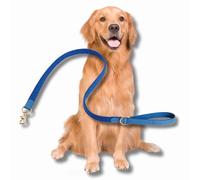 Correa para perro de tweed y piel azul, perros grandes y cachorros, hecha a mano en el Reino Unido, cuero italiano teñido vegetal y correa para mascotas de diseño de lujo Harris Tweed (grande)