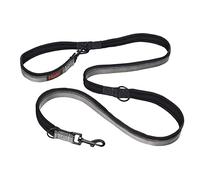 Correa para Perro Doble Enganche HALTI - Correa de entrenamiento con acolchado de neopreno, tejido reflectante 3M y opciones de longitud ajustable. Apto para perros Medianos y Grandes (Talla L, Negro)