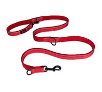 Correa para Perro Doble Enganche HALTI - Correa de entrenamiento con acolchado de neopreno, tejido reflectante 3M y opciones de longitud ajustable. Apto para perros Medianos y Grandes (Talla L, Rojo)