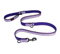 Correa para Perro Doble Enganche HALTI - Correa de entrenamiento con acolchado de neopreno, tejido reflectante 3M y opciones de longitud ajustable. Apto para perros Medianos y Grandes (Talla L, Morado)