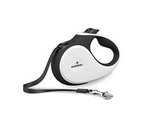 Correa para Perro Extensible, Retráctil, 5 Metros, con Botón de Pausa y Bloqueo, M, Blanco y Negro