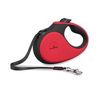 Correa para Perro Extensible, Retráctil, 5 Metros, con Botón de Pausa y Bloqueo, M, Rojo y Negro