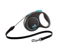Flexi Correa extensible Black Design M - Cordón 5 m - Negro/Azul - Hasta máx. 20 kg