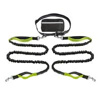 Correa para Perro Manos Libres con Bolsillo con Cremallera, Correa Ancha y Acolchada para Correr, Apta para Perros de 3,6 a 70 kg, con Asas Dobles Acolchadas y Correa elástica (Green,Double Rope)