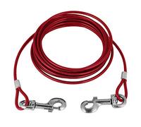 Correa para Perros, 16.4 pies para Mascotas Cable para Atar Cable de Acero Largo Correa para Perros Cabezas Dobles Masticar Correa para Atar Resistente para Acampar al Aire Libre (Rojo)