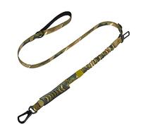Correa para perros con guía corta integrada, 2 correas acolchadas para las manos, correas de mano resistentes y sin tirar, doble asa, con elástico elástico para perros grandes y medianos de camuflaje