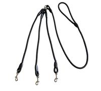 Correa para perros con triple acoplador - Correa de nailon con divisor multiusos para perros pequeños - Perfecto para pasear a 3 cachorros (color negro)