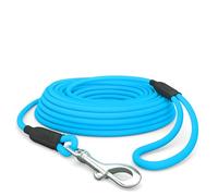 Correa para perros de 10 m, resistente al agua, redonda, con correa de mano, resistente a la intemperie, color azul cian, hasta 35 kg