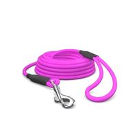 Correa para perros de 10 m, resistente al agua, redonda, con correa de mano, resistente correa de entrenamiento libre, color rosa, hasta 35 kg