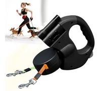 Correa para perros de 3 m doble para 2 perros, correa retráctil con luz LED, correa automática retráctil para perros, flexible, antideslizante, para perros pequeños y medianos (negro)
