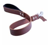 Correa para perros de cuero Confort GogiPet®, marrón con asa acolchada