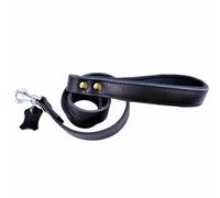 Correa para perros de cuero Confort GogiPet®, negra con asa acolchada