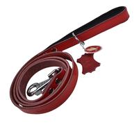Correa para perros de cuero Confort GogiPet®, roja con asa acolchada