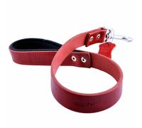 Correa para perros de cuero Confort GogiPet®, roja con asa acolchada