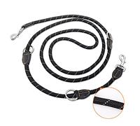 Correa para Perros Doble Grande, Reflectante, Premium Ajustable en 3 Direcciones, Correa para el Hombro Hecha de Nailon, Redonda y a Prueba de Mordeduras con 2 Mosquetones, 3M