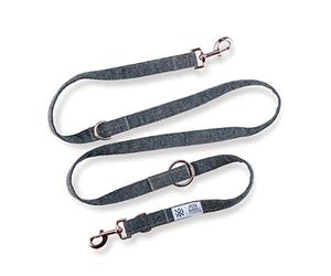 Correa para Perros Jack & Russell Premium Tweed Bradley 2.0m - Correa para Perros de Tweed con mosquetón de Oro Rosa - Correa para Perros Multi Ajustable (Gris Oscuro - Moteado)