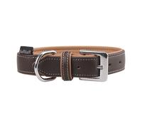 Correa para perros Knuffelwuff Arcadia de cuero suave, marrón, 21-25 cm, 1,8 cm