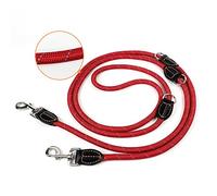 Correa para Perros, Perros Grandes, Correa Doble, Reflectante, Premium, Ajustable en 3 direcciones, Correa para el Hombro de Nailon, Redonda y Resistente a mordeduras con 2 mosquetones, 3M Rojo