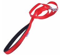 Correa para perros textil Premium Confort GogiPet®, roja con asa acolchada