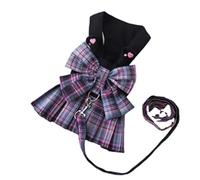 Correa Perro Arnés para Mascotas, Chaleco, Vestido, Conjunto De Plomo con Tutú, Falda De Encaje, Traje De Cuello para Perro, Conjunto De Correa De Cuello Ajustable Correa Perro Suave(Purple,58cm)