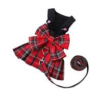 Correa Perro Arnés para Mascotas, Chaleco, Vestido, Conjunto De Plomo con Tutú, Falda De Encaje, Traje De Cuello para Perro, Conjunto De Correa De Cuello Ajustable Correa Perro Suave(Rot,35cm)