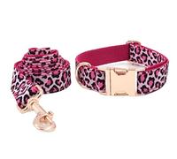 Correa Perro Collar De Perro con Estampado De Leopardo Rosa, Correa, Collar Cómodo, Suministros para Mascotas, Collar Suave para Perro Correa Perro Suave(56-62cm)