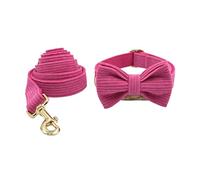 Correa Perro Corbata De Lazo Rosa Collar De Perro Correa Arco Collar Cómodo Collar Suministros para Mascotas Conjunto De Correa De Collar De Perro Suave Correa Perro Suave(23-30cm)