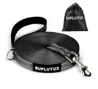 Correa Perro, Correa para Perros Reflectante, Longitud Ajustable de 3m 5m 10m 15m 20m 25m 30m en Nylon Resistente con Mosquetón Metálico, Visibilidad Nocturna para Paseos Seguros (Negro, 20m)