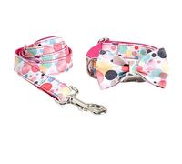 Correa Perro Correr Bubble Pet Collar Leash Bow Set Poliéster Bowtie Correa Cómodo Antideslizantes Reforzada(42-48cm)