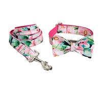 Correa Perro Correr Collar De Perro Mascota Personalizado Estampado Floral Rosa Lindo Y Correa para Perros Antideslizantes Reforzada(23-30cm)