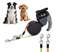 Correa Perro Extensible 3 Metros para 2 Perros, Correas Extensibles con Linterna, Correa Retráctil Doble Perros para Adiestramiento y Paseo, Correa Flexible Larga, Control con un Solo Botón