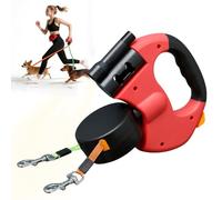 Correa Perro Extensible con Luz, Correa Doble para Perros de 3 m, Correa Extensible con Cómodo Mango Ergonómico para Perros Pequeños y Medianos(Rojo)