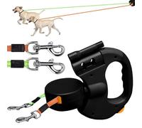 Correa Perro Extensible, Correas Flexi 3M Correa Doble Retráctil para Perro, Correa Extensible Perro Pequeño, con Linterna LED, Asa Ergonómica de Goma, para Perro Grande Mediano y Pequeño, hasta 30KG