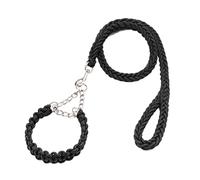 Correa Perro Juego De Collar Y Correa De Nailon Trenzado para Perro, Cuerda De Tracción para Correa De Perro Pequeña, Mediana Y Grande, Bull Terrier Correa Perro Suave(Black,55-65cm)