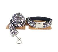 Correa Perro Juego De Collar Y Correa para Perro, Collar De Diseño para Mascotas con Lazo, Collar De Perro Ajustable De Liberación Rápida, Correa para Caminar Correa Perro Suave(23-30cm)