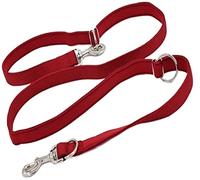 Correa Perro Paño De Buceo Correa Acolchada para Perro Doble Cabeza Dos Correas para Perro P Collar De Cadena Ajustable Cuerda Corta Larga para Perro Correa Perro Suave(Rot,1.5 * 2m)
