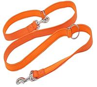 Correa Perro Paño De Buceo Correa Acolchada para Perro Doble Cabeza Dos Correas para Perro P Collar De Cadena Ajustable Cuerda Corta Larga para Perro Correa Perro Suave(Oranje,1.5 * 2m)