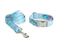 Correa Perro Patrón De Impresión Collares De Perro para Perros Pequeños Y Grandes Juego De Collar Y Correa De Perro Hebilla De Metal Pajarita Collar para Mascotas Correa Perro Suave(23-30cm)