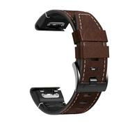 Correa QuickFit de 22 y 26 mm for Garmin Epix Gen 2, correa de cuero y silicona for Fenix 7, 7X Pro, 47, 51 mm, 5X Plus, 6X, 6, pulsera Enduro(Coffee 01,For QuickFit 26mm)