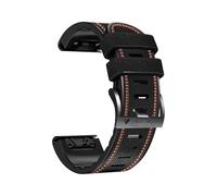 Correa QuickFit de 22 y 26mm for Garmin Epix Gen 2, cuero + silicona for Fenix 8 E 7 7X Pro 47 51mm 5X Plus 6X 6(Black,26mm(Fenix 8 51mm))