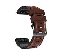 Correa QuickFit de 22 y 26mm for Garmin Epix Gen 2, cuero + silicona for Fenix 8 E 7 7X Pro 47 51mm 5X Plus 6X 6(Coffee color,26mm(Fenix 8 51mm))