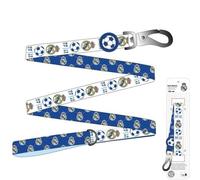 Correa Real Madrid para Perros Talla M diseño Oficial con Escudo Bordado y Acabados Premium - Correa Perros Real Madrid Resistente para Perros medianos Paseo cómodo, Seguro y con Estilo Merengue